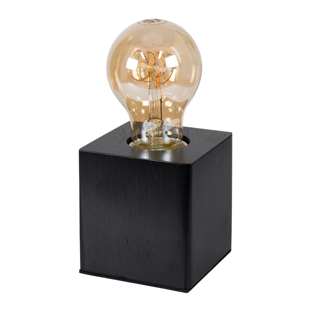 GLOBOSTAR® WOODBOX 99407 Μοντέρνο Επιτραπέζιο Φωτιστικό Πορτατίφ με Ντουί 1 x E27 AC 220-240V IP20 - Μαύρο - Μ7.6 x Π7.6 x Υ8.2cm