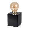 GLOBOSTAR® WOODBOX 99407 Μοντέρνο Επιτραπέζιο Φωτιστικό Πορτατίφ με Ντουί 1 x E27 AC 220-240V IP20 - Μαύρο - Μ7.6 x Π7.6 x Υ8.2cm