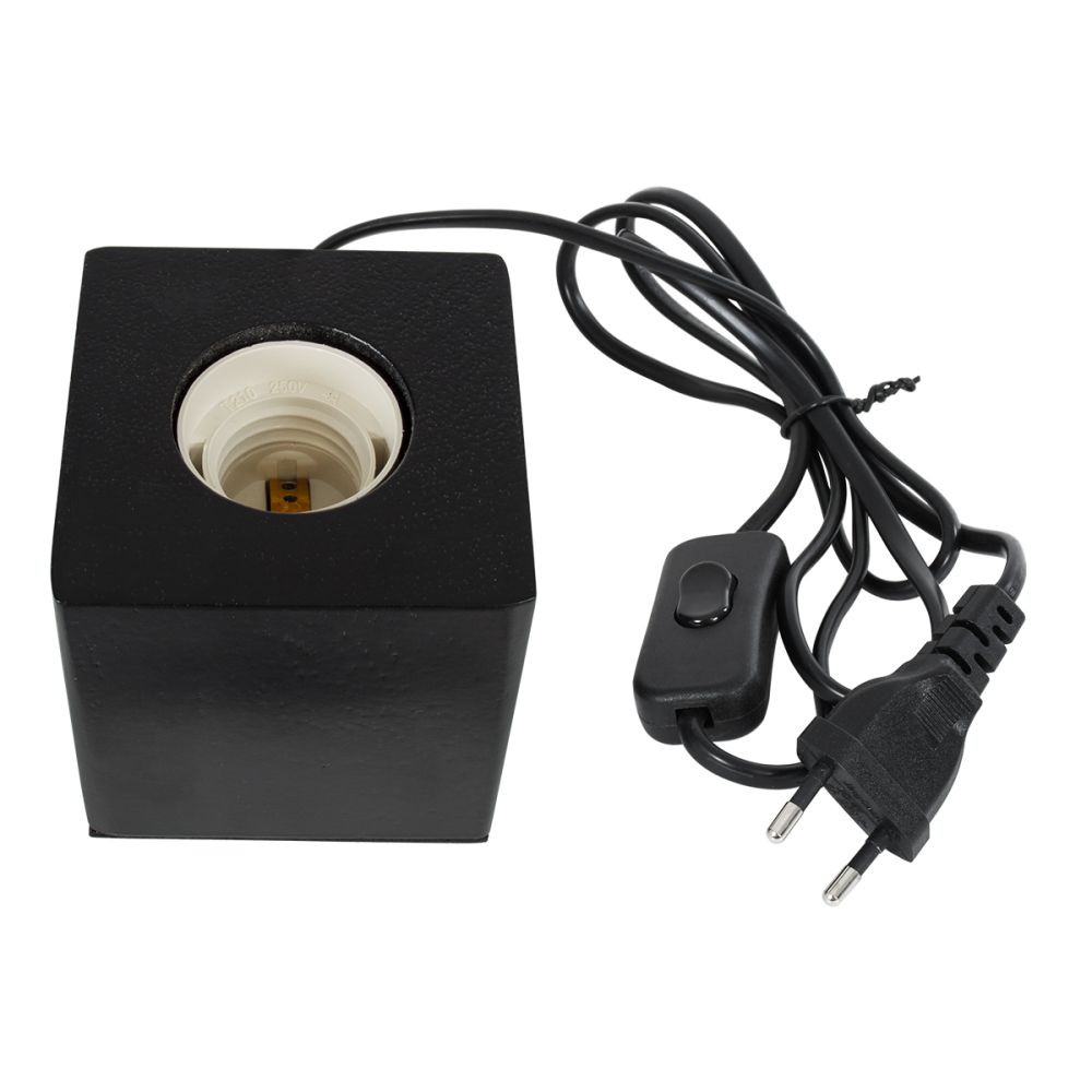 GLOBOSTAR® WOODBOX 99407 Μοντέρνο Επιτραπέζιο Φωτιστικό Πορτατίφ με Ντουί 1 x E27 AC 220-240V IP20 - Μαύρο - Μ7.6 x Π7.6 x Υ8.2cm