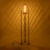 GloboStar® CURACAO 999-0041 Μοντέρνο Επιδαπέδιο Φωτιστικό Μονόφωτο 1 x E27 IP20 Μαύρο Μέταλλο με Καφέ Ξύλο - Μ30 x Π30 x Υ165cm