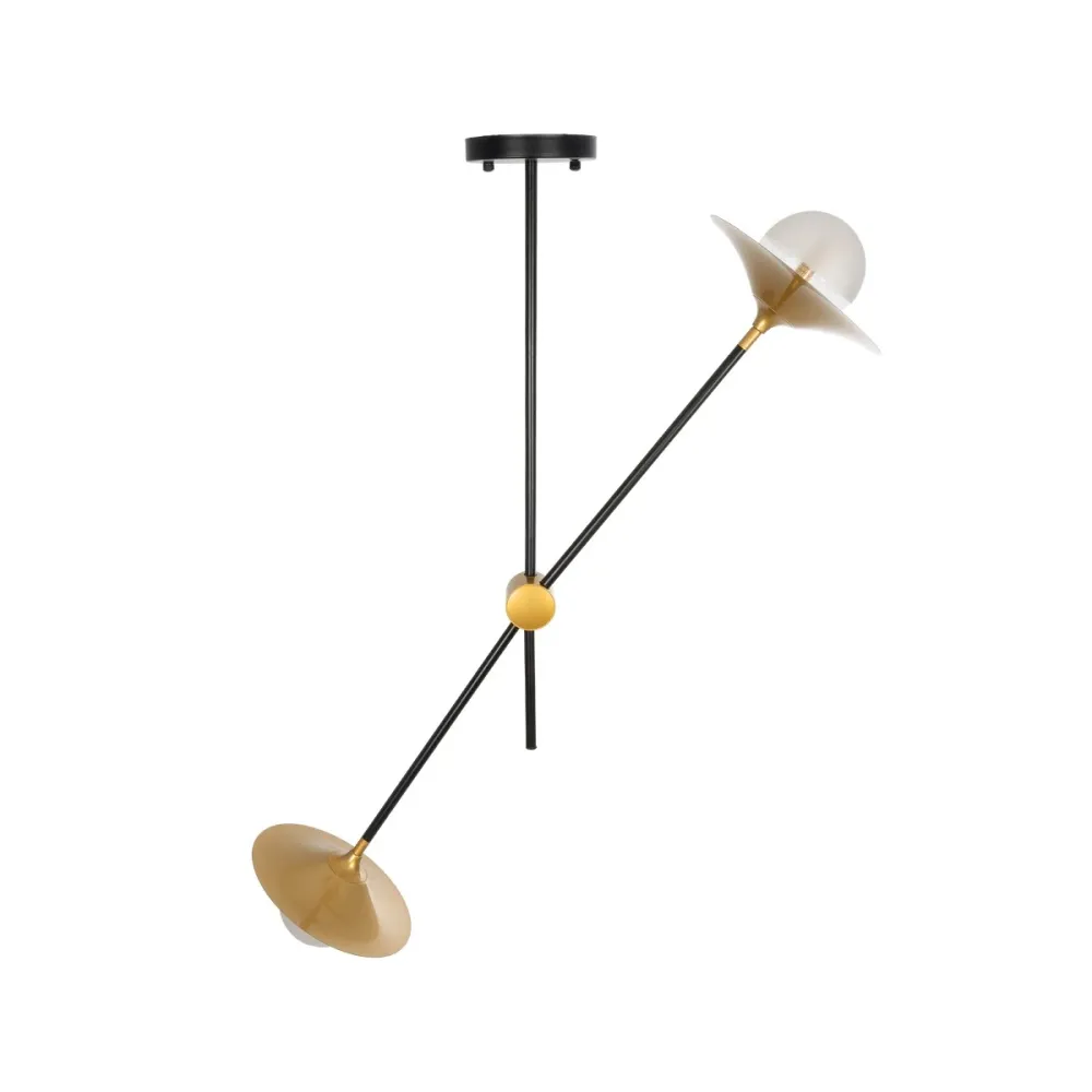 GLOBOSTAR® JOLIET 999-0043 Μοντέρνο Φωτιστικό Οροφής με Ντουί 2 x G9 AC 220-240V IP20 - Μαύρο & Χρυσό - Μ93 x Π20 x Υ106cm