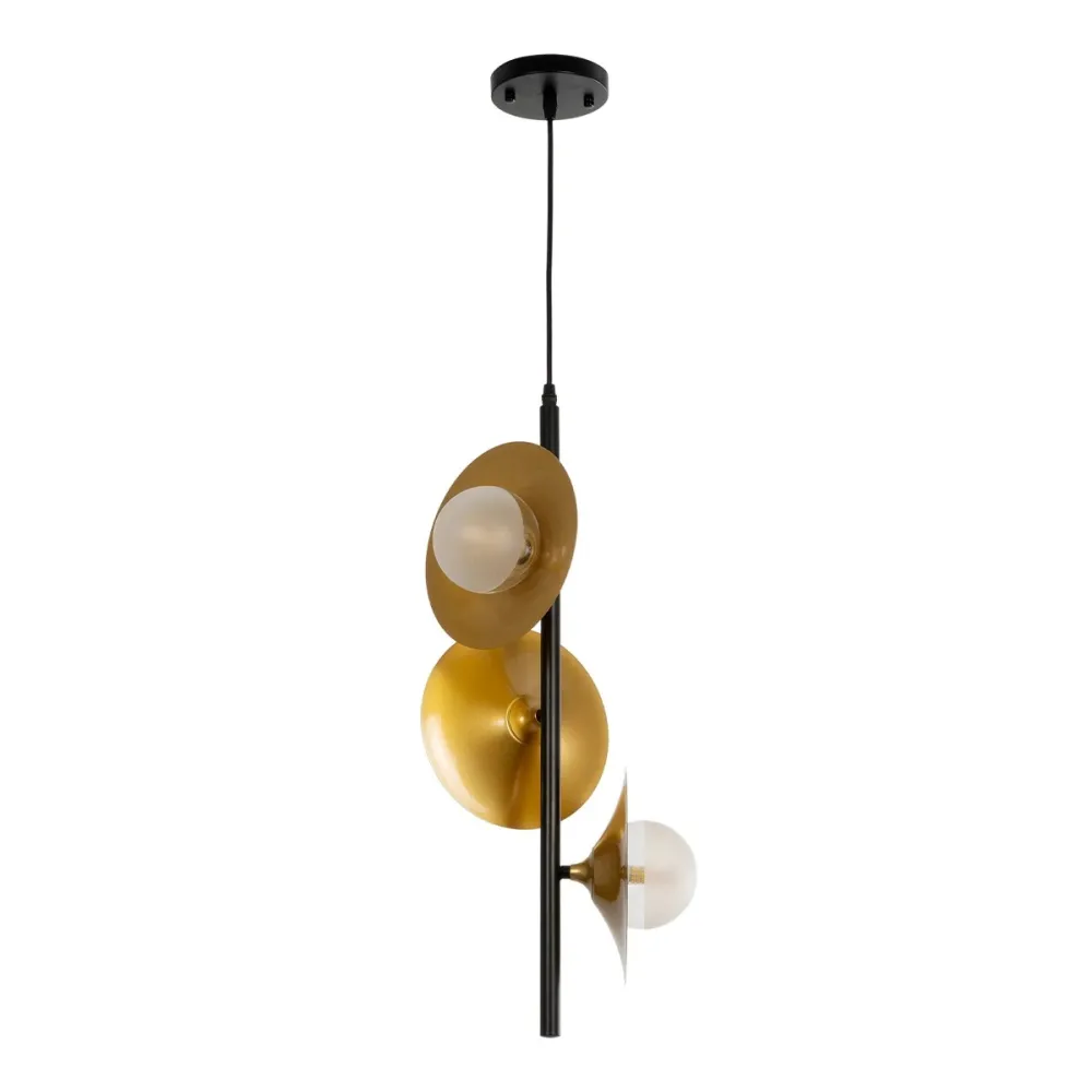 GLOBOSTAR® JOLIET 999-0046 Μοντέρνο Κρεμαστό Φωτιστικό Οροφής με Ντουί 3 x G9 AC 220-240V IP20 - Μαύρο & Χρυσό - Μ27 x Π27 x Y62cm
