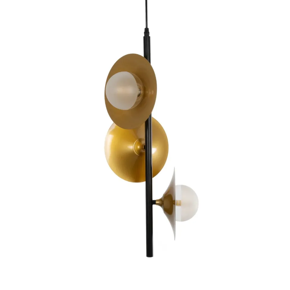 GLOBOSTAR® JOLIET 999-0046 Μοντέρνο Κρεμαστό Φωτιστικό Οροφής με Ντουί 3 x G9 AC 220-240V IP20 - Μαύρο & Χρυσό - Μ27 x Π27 x Y62cm