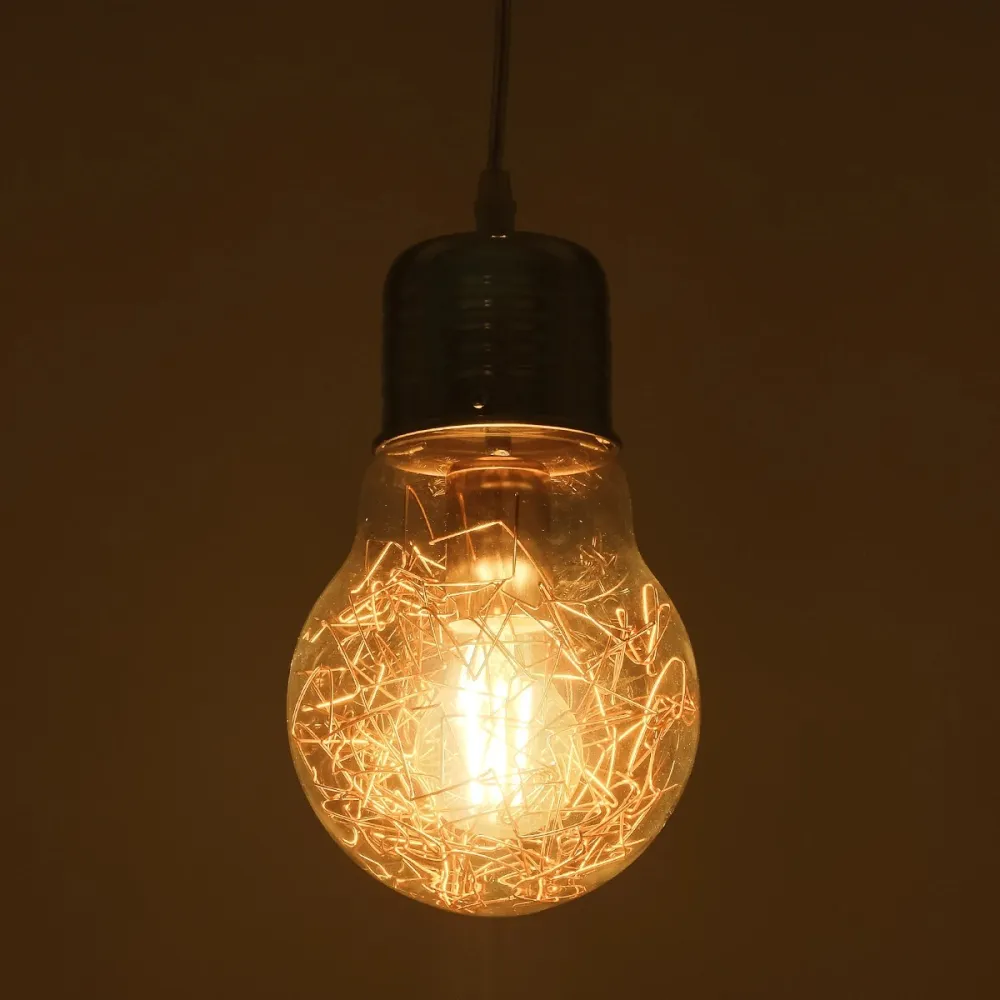 GLOBOSTAR® LAMP 999-0056 Μοντέρνο Κρεμαστό Φωτιστικό Οροφής με Ντουί 1 x E27 AC 220-240V IP20 - Διάφανο, Χρυσό & Ασημί - Μ15 x Π15 x Υ27cm