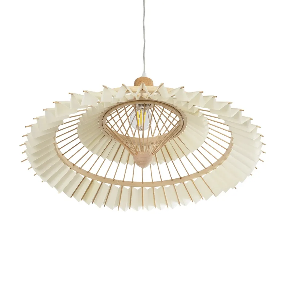 GLOBOSTAR® VENTALIA 999-0067 Boho Κρεμαστό Φωτιστικό Οροφής με Ντουί 1 x E27 AC 220-240V IP20 - Μπεζ - Μ60 x Π60 x Υ30cm