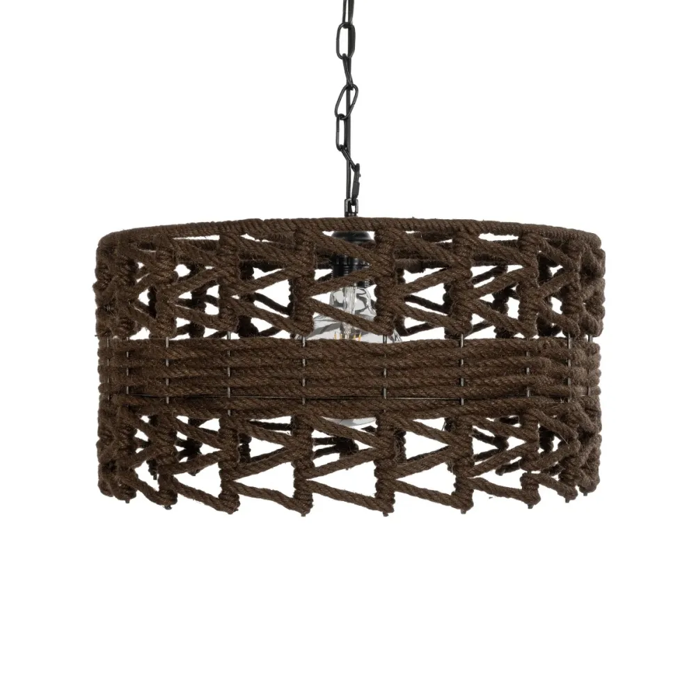 GLOBOSTAR® VERA 999-0069 Boho Κρεμαστό Φωτιστικό Οροφής με Ντουί 1 x E27 AC 220-240V IP20 - Καφέ - Μ50 x Π50 x Υ25cm