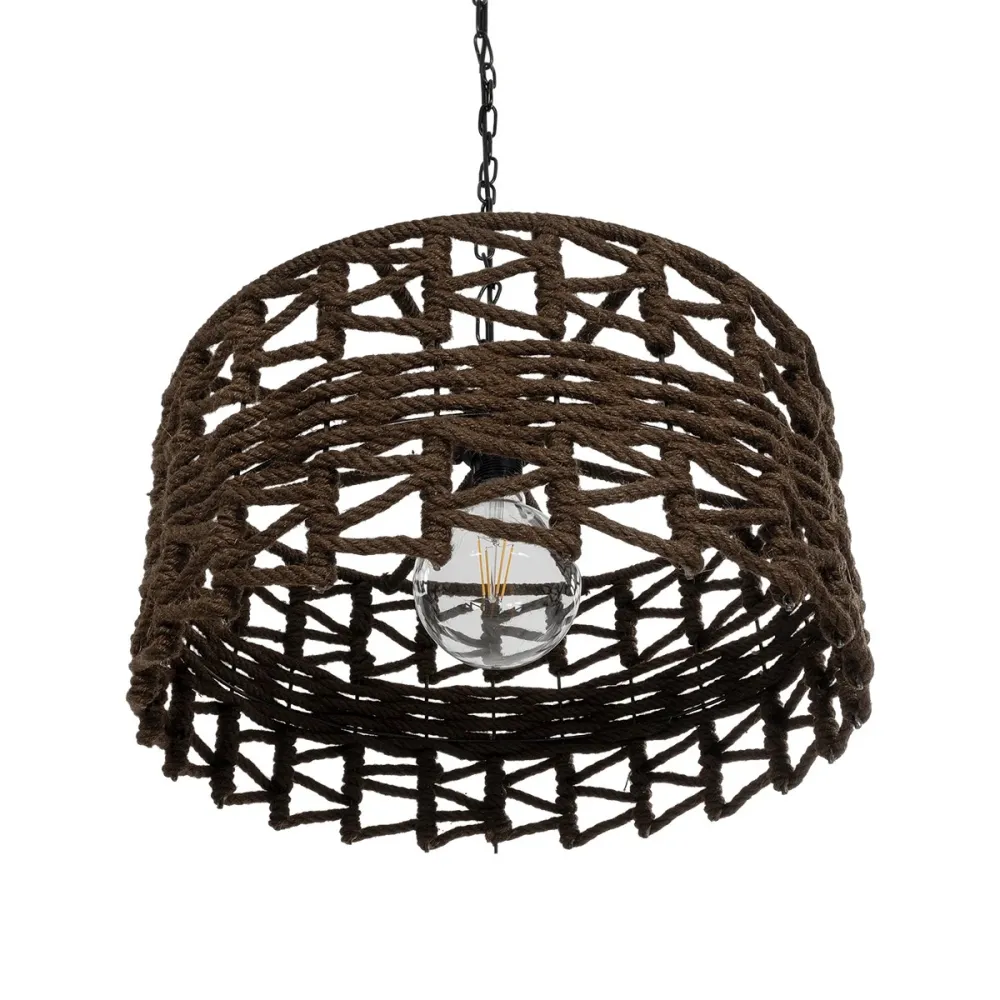 GLOBOSTAR® VERA 999-0069 Boho Κρεμαστό Φωτιστικό Οροφής με Ντουί 1 x E27 AC 220-240V IP20 - Καφέ - Μ50 x Π50 x Υ25cm