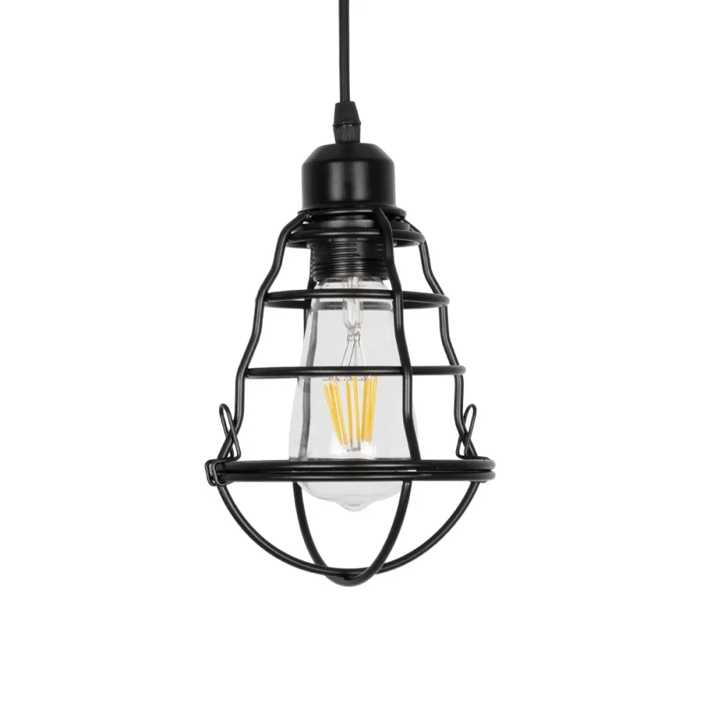 GLOBOSTAR® ALDO 999-0096 Vintage Κρεμαστό Φωτιστικό Οροφής με Ντουί 1 x E27 AC 220-240V IP20 - Μαύρο - Μ15 x Π15 x Υ24cm