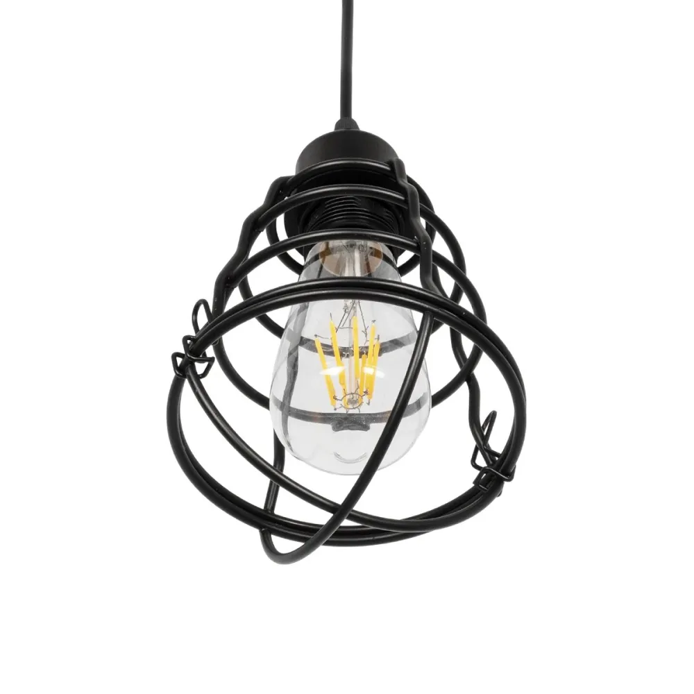 GLOBOSTAR® ALDO 999-0096 Vintage Κρεμαστό Φωτιστικό Οροφής με Ντουί 1 x E27 AC 220-240V IP20 - Μαύρο - Μ15 x Π15 x Υ24cm