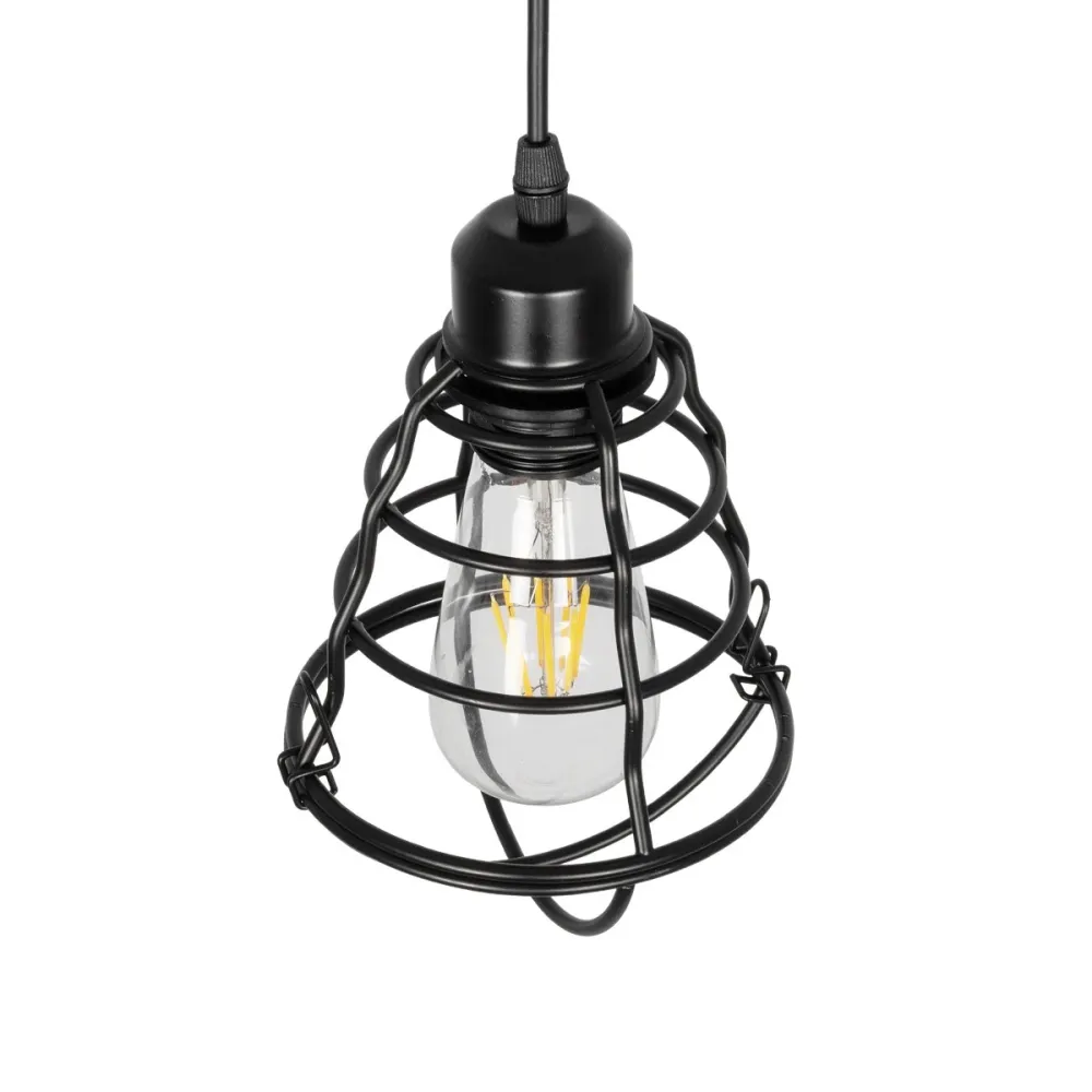 GLOBOSTAR® ALDO 999-0096 Vintage Κρεμαστό Φωτιστικό Οροφής με Ντουί 1 x E27 AC 220-240V IP20 - Μαύρο - Μ15 x Π15 x Υ24cm