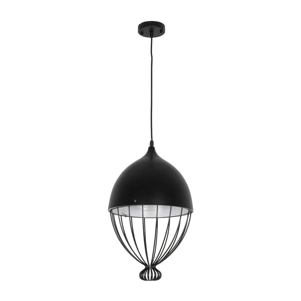 GLOBOSTAR® SOBRINO 999-0111 Vintage Κρεμαστό Φωτιστικό Οροφής με Ντουί 1 x E27 AC 220-240V IP20 - Μαύρο - Μ28 x Π28 x Υ47cm
