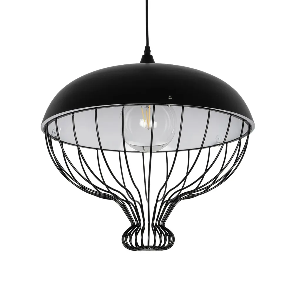 GLOBOSTAR® SOBRINO 999-0112 Vintage Κρεμαστό Φωτιστικό Οροφής με Ντουί 1 x E27 AC 220-240V IP20 - Μαύρο - Μ45 x Π45 x Υ45cm