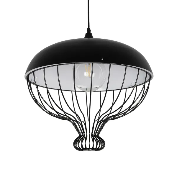 GLOBOSTAR® SOBRINO 999-0112 Vintage Κρεμαστό Φωτιστικό Οροφής με Ντουί 1 x E27 AC 220-240V IP20 - Μαύρο - Μ45 x Π45 x Υ45cm