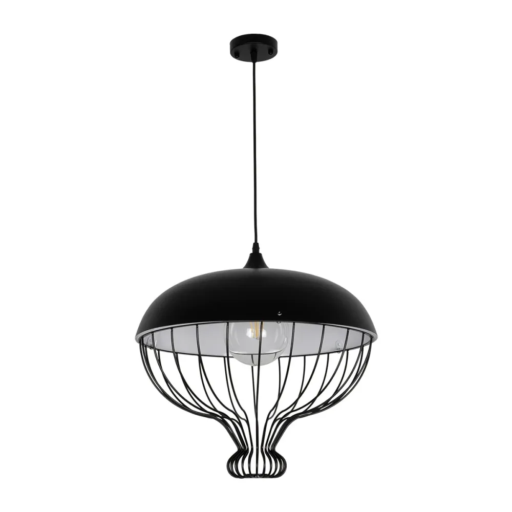 GLOBOSTAR® SOBRINO 999-0112 Vintage Κρεμαστό Φωτιστικό Οροφής με Ντουί 1 x E27 AC 220-240V IP20 - Μαύρο - Μ45 x Π45 x Υ45cm