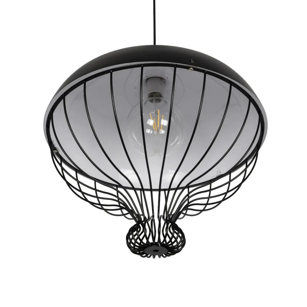 GLOBOSTAR® SOBRINO 999-0112 Vintage Κρεμαστό Φωτιστικό Οροφής με Ντουί 1 x E27 AC 220-240V IP20 - Μαύρο - Μ45 x Π45 x Υ45cm