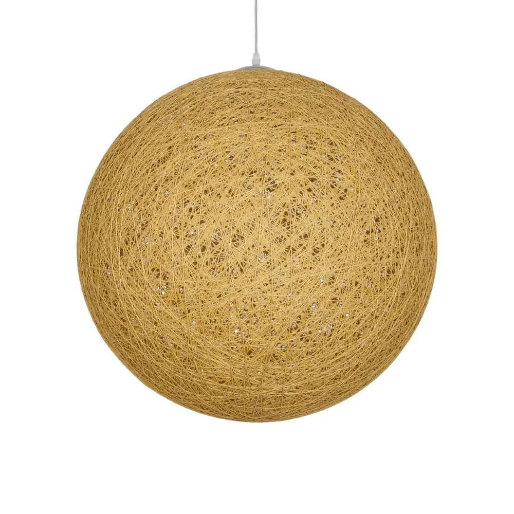 GLOBOSTAR® OCEANA 999-0155 Boho Κρεμαστό Φωτιστικό Οροφής με Ντουί 1 x E27 AC 220-240V IP20 - Μπεζ & Χρυσό - Μ60 x Π60 x Υ60cm