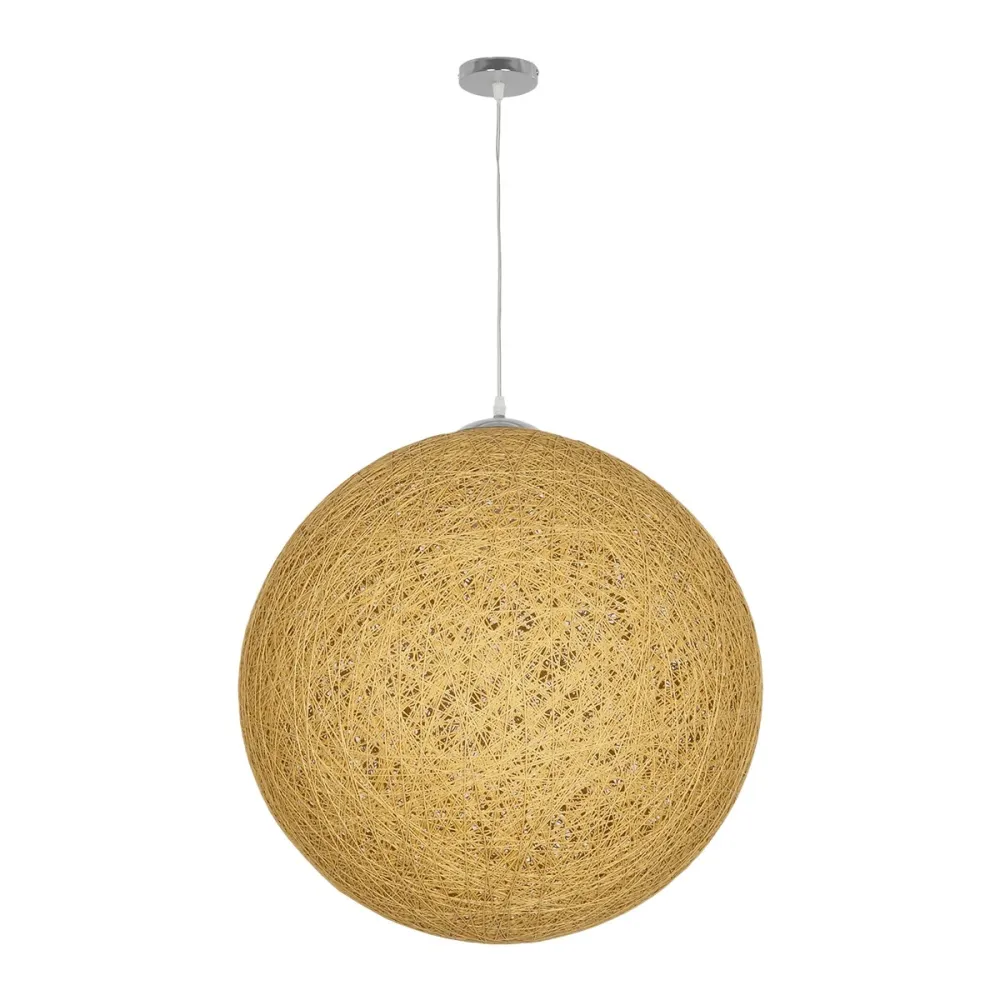 GLOBOSTAR® OCEANA 999-0155 Boho Κρεμαστό Φωτιστικό Οροφής με Ντουί 1 x E27 AC 220-240V IP20 - Μπεζ & Χρυσό - Μ60 x Π60 x Υ60cm