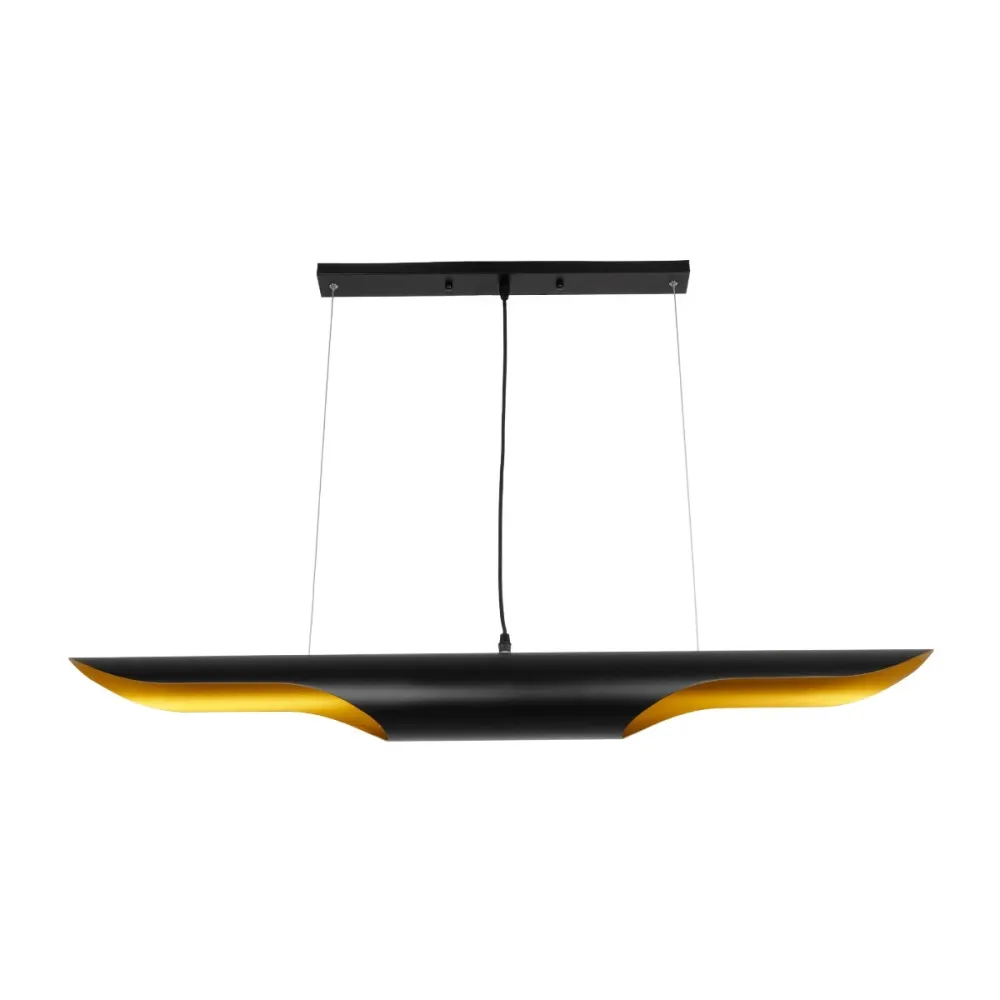 GLOBOSTAR® ESTERINA 999-0180 Μοντέρνο Κρεμαστό Φωτιστικό Οροφής με Ντουί 2 x E27 AC 220-240V IP20 - Μαύρο & Χρυσό - Μ100 x Π10 x Y10cm