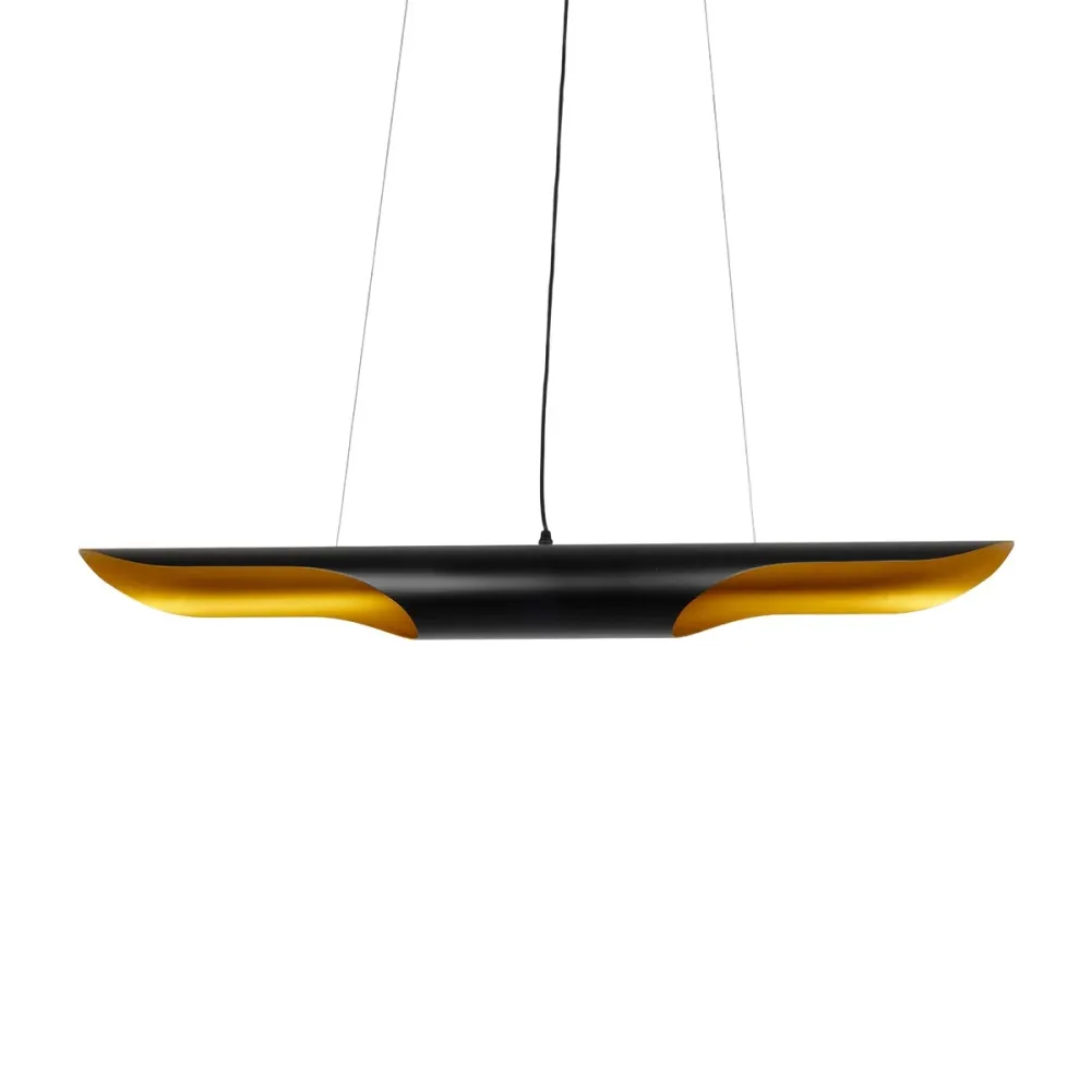 GLOBOSTAR® ESTERINA 999-0180 Μοντέρνο Κρεμαστό Φωτιστικό Οροφής με Ντουί 2 x E27 AC 220-240V IP20 - Μαύρο & Χρυσό - Μ100 x Π10 x Y10cm