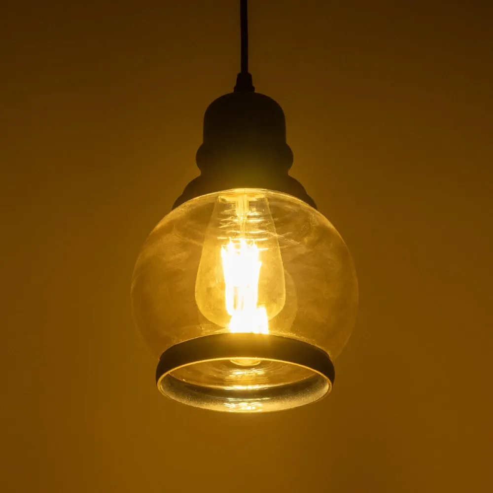 GLOBOSTAR® OLIVER 999-0186 Vintage Κρεμαστό Φωτιστικό Οροφής με Ντουί 1 x E27 AC 220-240V IP20 - Μελί & Μαύρο - Μ16 x Π16 x Υ25cm