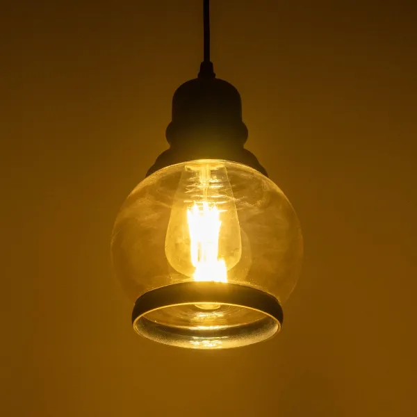 GLOBOSTAR® OLIVER 999-0186 Vintage Κρεμαστό Φωτιστικό Οροφής με Ντουί 1 x E27 AC 220-240V IP20 - Μελί & Μαύρο - Μ16 x Π16 x Υ25cm