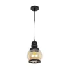 GLOBOSTAR® OLIVER 999-0186 Vintage Κρεμαστό Φωτιστικό Οροφής με Ντουί 1 x E27 AC 220-240V IP20 - Μελί & Μαύρο - Μ16 x Π16 x Υ25cm