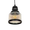 GLOBOSTAR® OLIVER 999-0187 Vintage Κρεμαστό Φωτιστικό Οροφής με Ντουί 1 x E27 AC 220-240V IP20 - Μελί & Μαύρο - Μ15 x Π15 x Υ21.5cm