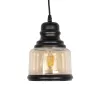 GLOBOSTAR® OLIVER 999-0187 Vintage Κρεμαστό Φωτιστικό Οροφής με Ντουί 1 x E27 AC 220-240V IP20 - Μελί & Μαύρο - Μ15 x Π15 x Υ21.5cm