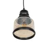 GLOBOSTAR® OLIVER 999-0187 Vintage Κρεμαστό Φωτιστικό Οροφής με Ντουί 1 x E27 AC 220-240V IP20 - Μελί & Μαύρο - Μ15 x Π15 x Υ21.5cm