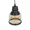 GLOBOSTAR® OLIVER 999-0187 Vintage Κρεμαστό Φωτιστικό Οροφής με Ντουί 1 x E27 AC 220-240V IP20 - Μελί & Μαύρο - Μ15 x Π15 x Υ21.5cm