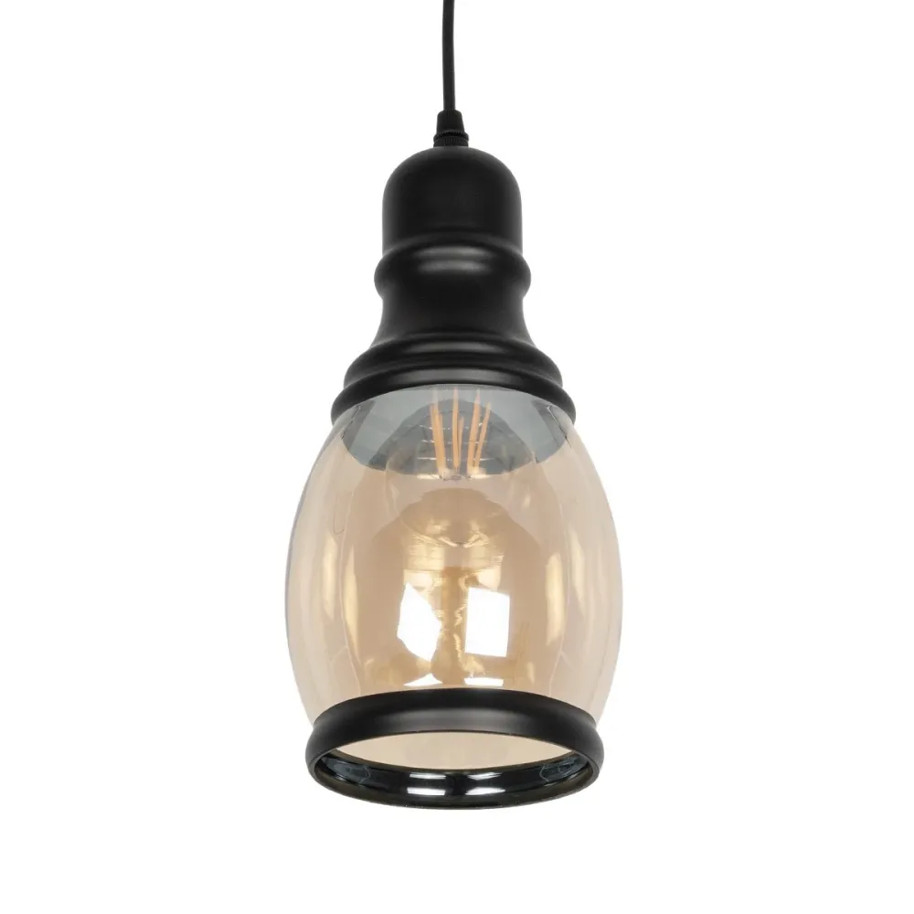 GLOBOSTAR® OLIVER 999-0188 Vintage Κρεμαστό Φωτιστικό Οροφής με Ντουί 1 x E27 AC 220-240V IP20 - Μελί & Μαύρο - Μ14 x Π14 x Υ30cm