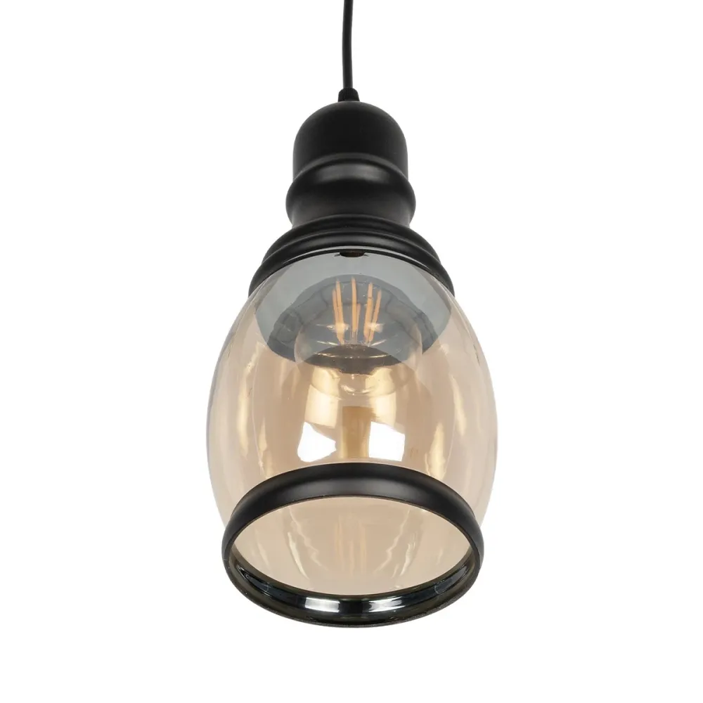 GLOBOSTAR® OLIVER 999-0188 Vintage Κρεμαστό Φωτιστικό Οροφής με Ντουί 1 x E27 AC 220-240V IP20 - Μελί & Μαύρο - Μ14 x Π14 x Υ30cm