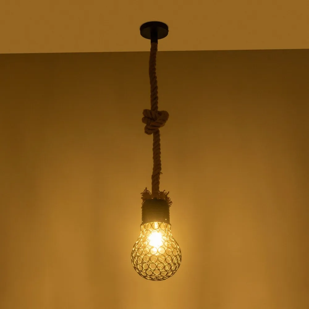 GLOBOSTAR® URBAN 999-0191 Vintage Κρεμαστό Φωτιστικό Οροφής με Ντουί 1 x E27 AC 220-240V IP20 - Μαύρο & Μπεζ - Μ15 x Π15 x Υ80cm