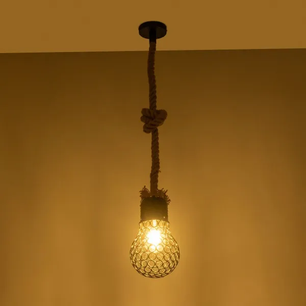 GLOBOSTAR® URBAN 999-0191 Vintage Κρεμαστό Φωτιστικό Οροφής με Ντουί 1 x E27 AC 220-240V IP20 - Μαύρο & Μπεζ - Μ15 x Π15 x Υ80cm