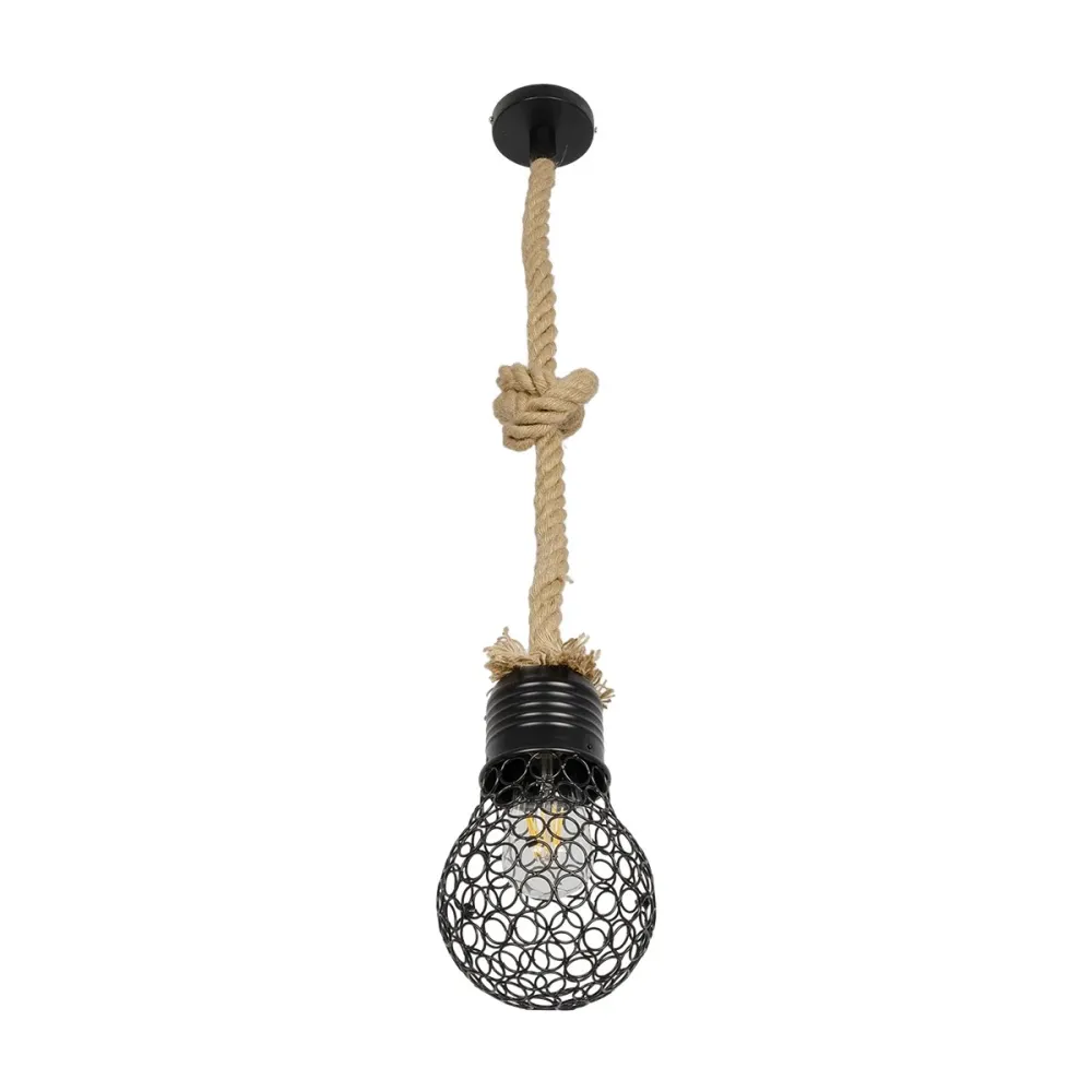 GLOBOSTAR® URBAN 999-0191 Vintage Κρεμαστό Φωτιστικό Οροφής με Ντουί 1 x E27 AC 220-240V IP20 - Μαύρο & Μπεζ - Μ15 x Π15 x Υ80cm