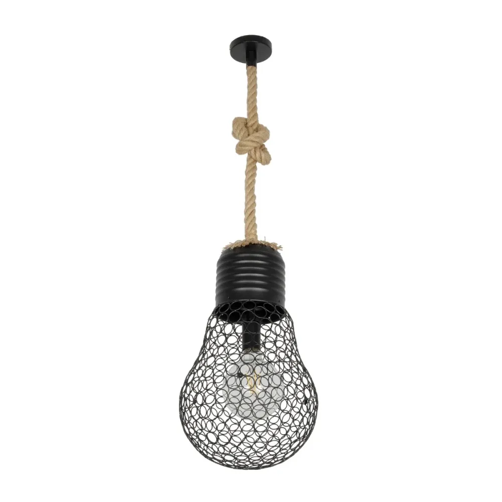 GLOBOSTAR® URBAN 999-0192 Vintage Κρεμαστό Φωτιστικό Οροφής με Ντουί 1 x E27 AC 220-240V IP20 - Μαύρο & Μπεζ - Μ28 x Π28 x Υ80cm