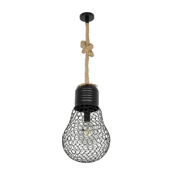 GLOBOSTAR® URBAN 999-0192 Vintage Κρεμαστό Φωτιστικό Οροφής με Ντουί 1 x E27 AC 220-240V IP20 - Μαύρο & Μπεζ - Μ28 x Π28 x Υ80cm