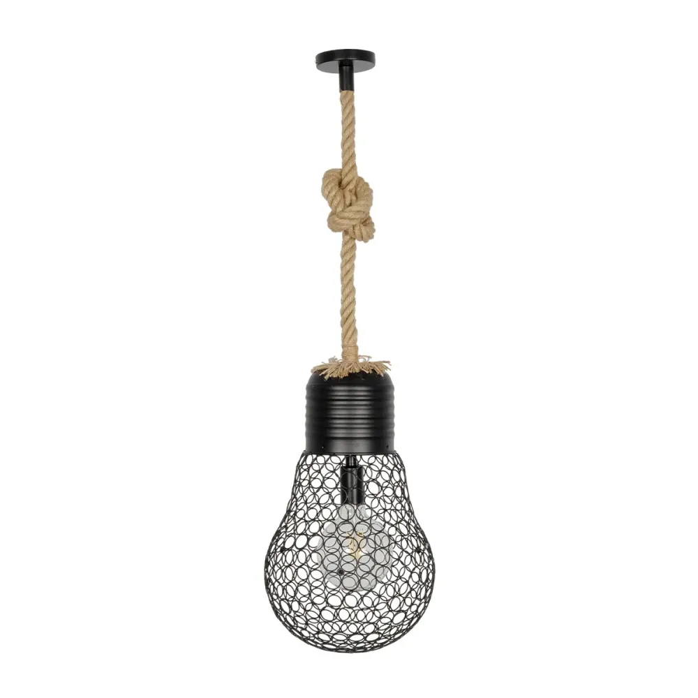 GLOBOSTAR® URBAN 999-0192 Vintage Κρεμαστό Φωτιστικό Οροφής με Ντουί 1 x E27 AC 220-240V IP20 - Μαύρο & Μπεζ - Μ28 x Π28 x Υ80cm