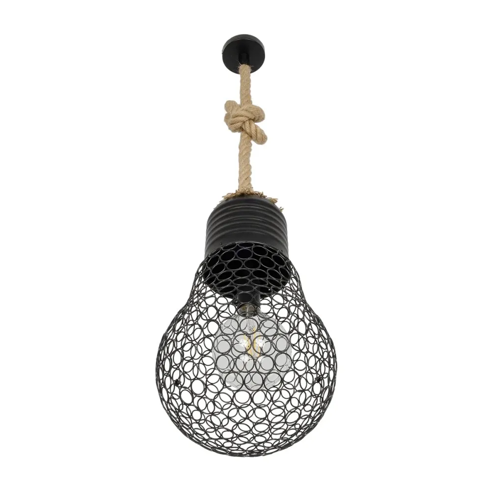 GLOBOSTAR® URBAN 999-0192 Vintage Κρεμαστό Φωτιστικό Οροφής με Ντουί 1 x E27 AC 220-240V IP20 - Μαύρο & Μπεζ - Μ28 x Π28 x Υ80cm