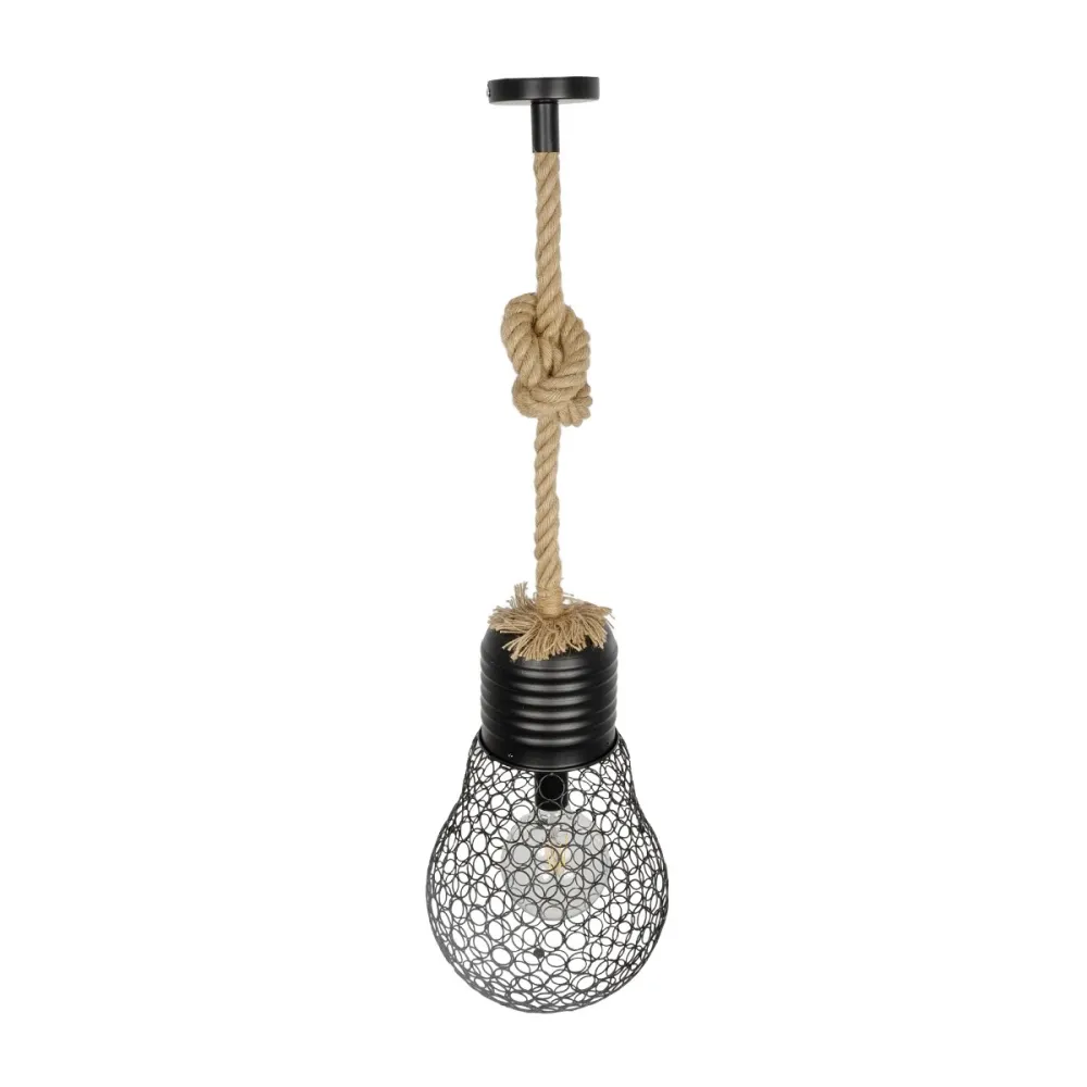 GLOBOSTAR® URBAN 999-0192 Vintage Κρεμαστό Φωτιστικό Οροφής με Ντουί 1 x E27 AC 220-240V IP20 - Μαύρο & Μπεζ - Μ28 x Π28 x Υ80cm