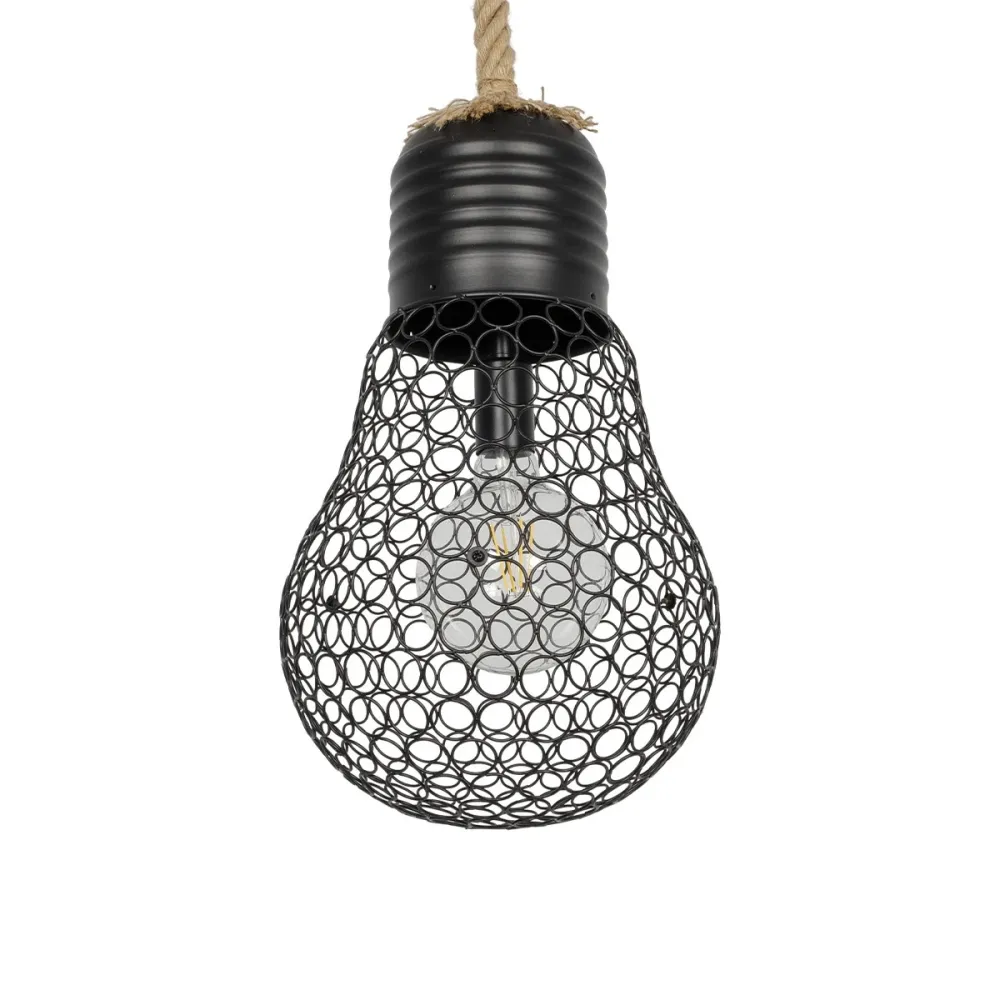 GLOBOSTAR® URBAN 999-0192 Vintage Κρεμαστό Φωτιστικό Οροφής με Ντουί 1 x E27 AC 220-240V IP20 - Μαύρο & Μπεζ - Μ28 x Π28 x Υ80cm