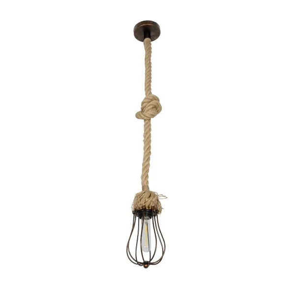 GLOBOSTAR® CAMBER 999-0200 Vintage Κρεμαστό Φωτιστικό Οροφής με Ντουί 1 x E27 AC 220-240V IP20 - Χάλκινο & Μπεζ - Μ12 x Π12 x Υ80cm