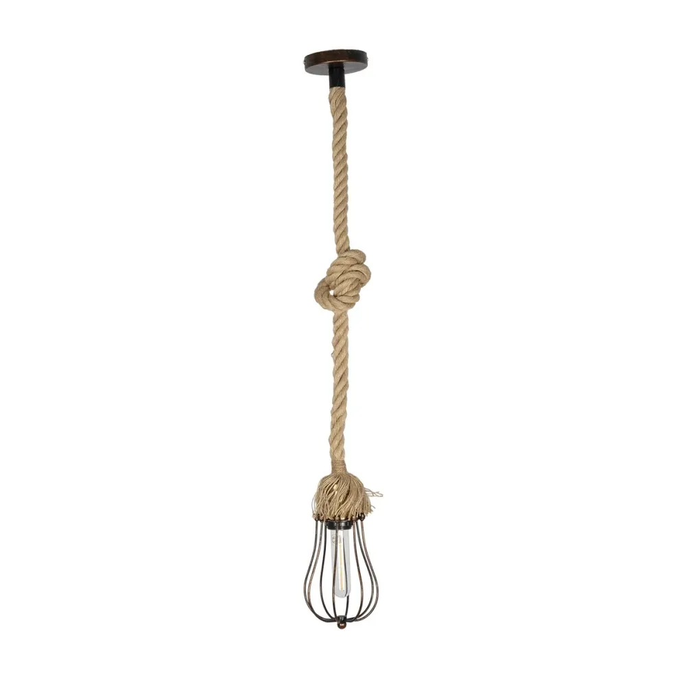 GLOBOSTAR® CAMBER 999-0200 Vintage Κρεμαστό Φωτιστικό Οροφής με Ντουί 1 x E27 AC 220-240V IP20 - Χάλκινο & Μπεζ - Μ12 x Π12 x Υ80cm