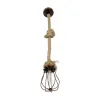 GLOBOSTAR® CAMBER 999-0200 Vintage Κρεμαστό Φωτιστικό Οροφής με Ντουί 1 x E27 AC 220-240V IP20 - Χάλκινο & Μπεζ - Μ12 x Π12 x Υ80cm