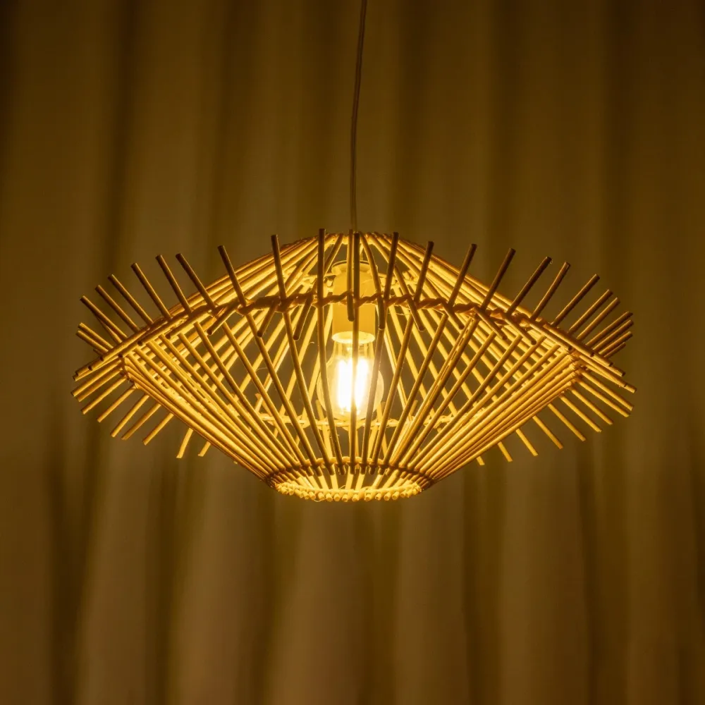 GLOBOSTAR® SASSO 999-0201 Boho Κρεμαστό Φωτιστικό Οροφής με Ντουί 1 x E27 AC 220-240V IP20 - Μπεζ - Μ50 x Π50 x Y23cm