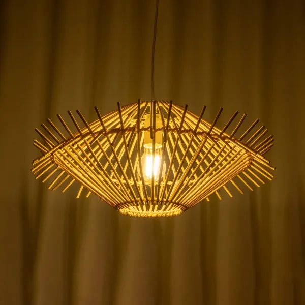 GLOBOSTAR® SASSO 999-0201 Boho Κρεμαστό Φωτιστικό Οροφής με Ντουί 1 x E27 AC 220-240V IP20 - Μπεζ - Μ50 x Π50 x Y23cm