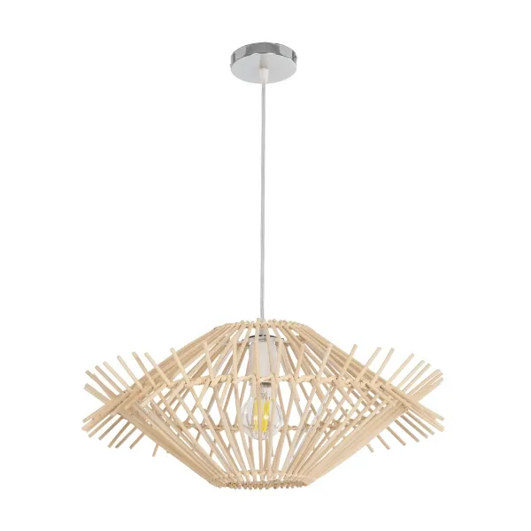 GLOBOSTAR® SASSO 999-0201 Boho Κρεμαστό Φωτιστικό Οροφής με Ντουί 1 x E27 AC 220-240V IP20 - Μπεζ - Μ50 x Π50 x Y23cm