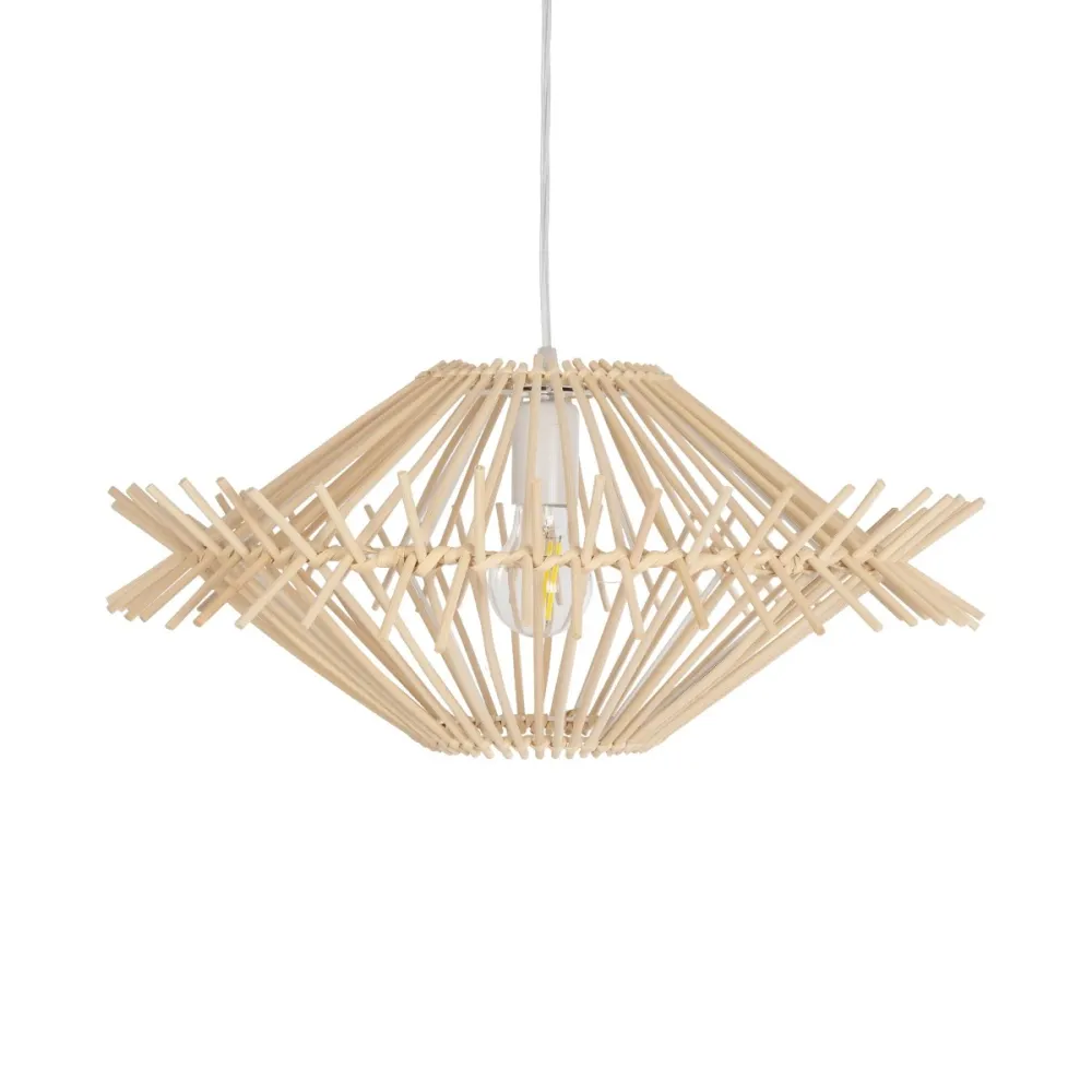 GLOBOSTAR® SASSO 999-0201 Boho Κρεμαστό Φωτιστικό Οροφής με Ντουί 1 x E27 AC 220-240V IP20 - Μπεζ - Μ50 x Π50 x Y23cm
