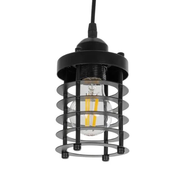 GLOBOSTAR® DARSEY 999-0227 Vintage Κρεμαστό Φωτιστικό Οροφής με Ντουί 1 x E27 AC 220-240V IP20 - Μαύρο - Μ10 x Π10 x Υ19cm