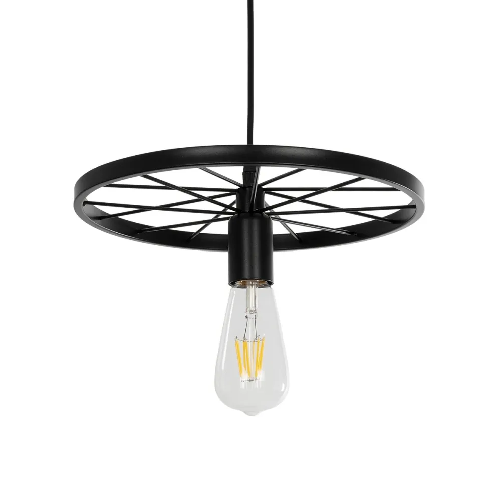 GLOBOSTAR® CASTOR 999-0228 Vintage Κρεμαστό Φωτιστικό Οροφής με Ντουί 1 x E27 AC 220-240V IP20 - Μαύρο - Μ30 x Π30 x Υ11cm
